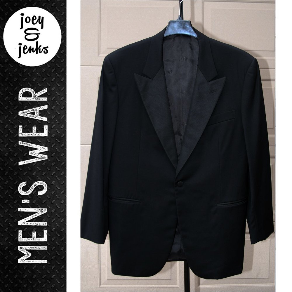 Men's Gianluca Isaia Black Wool Tuxedo Dinner Smoking Formal Jacket US Size 43R
